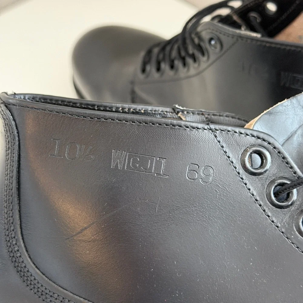 VTG 60s US Military Flight Deck Service Boots Mens 10.5 Black Leather Ankle 1969